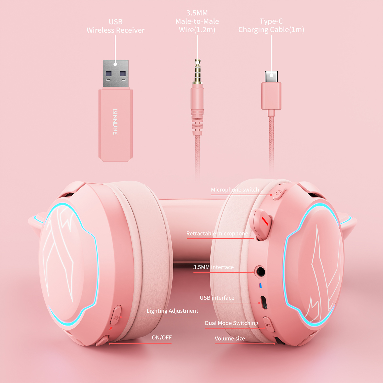 BINNUNE BW05 Wireless Gaming H - Pc Gaming Earphones ulasan dan harga