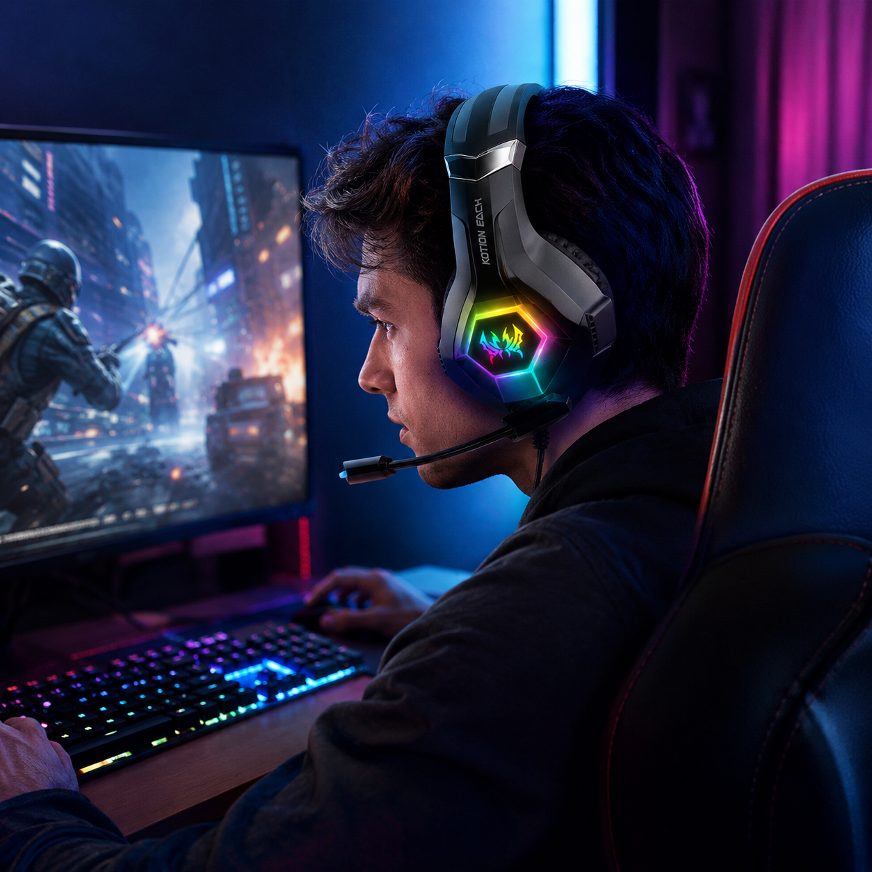 GS450 Wired Gaming Headset RGB - Pc Gaming Earphones ulasan dan harga