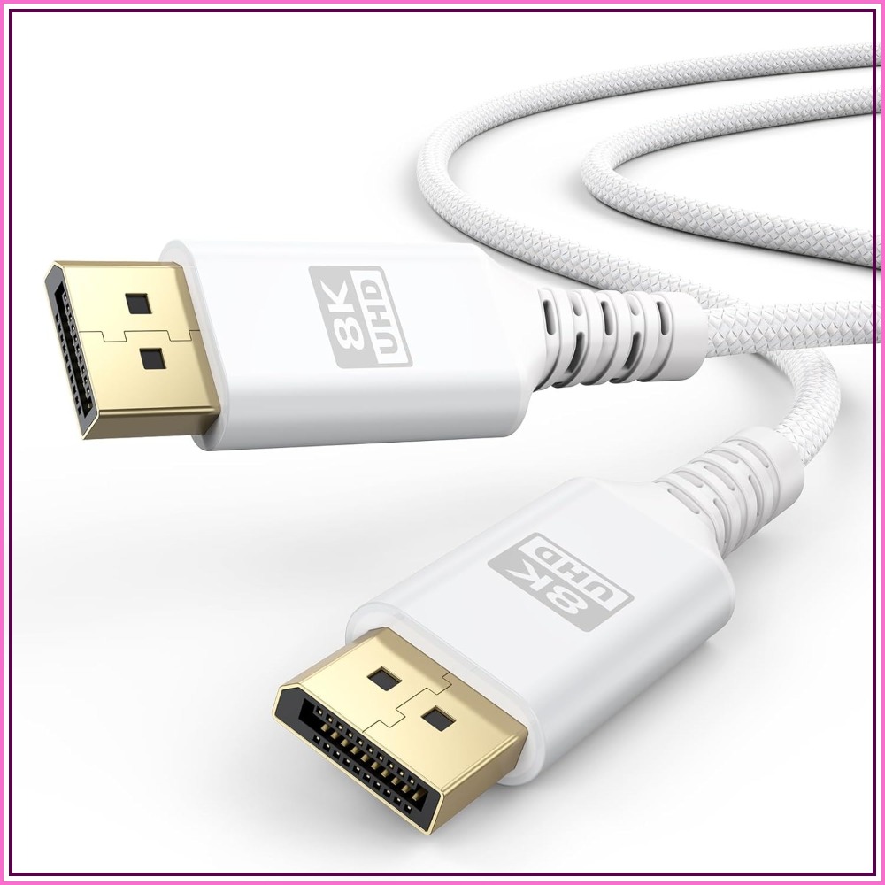 White DisplayPort 1.4 Cable 6. - Pc Gaming Mini ulasan dan harga