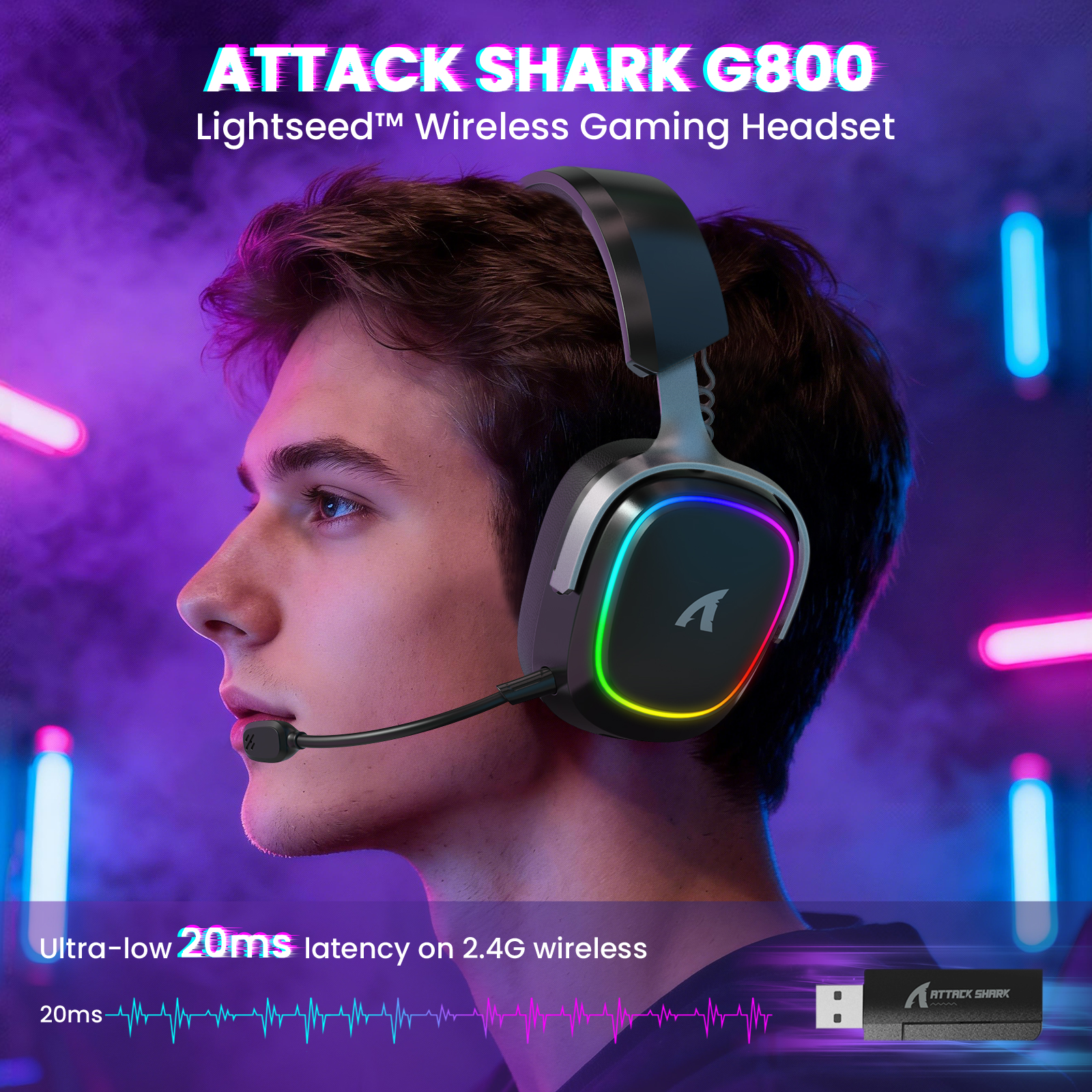 ATTACK SHARK G800 Wireless Gam - Pc Gaming Earphones ulasan dan harga