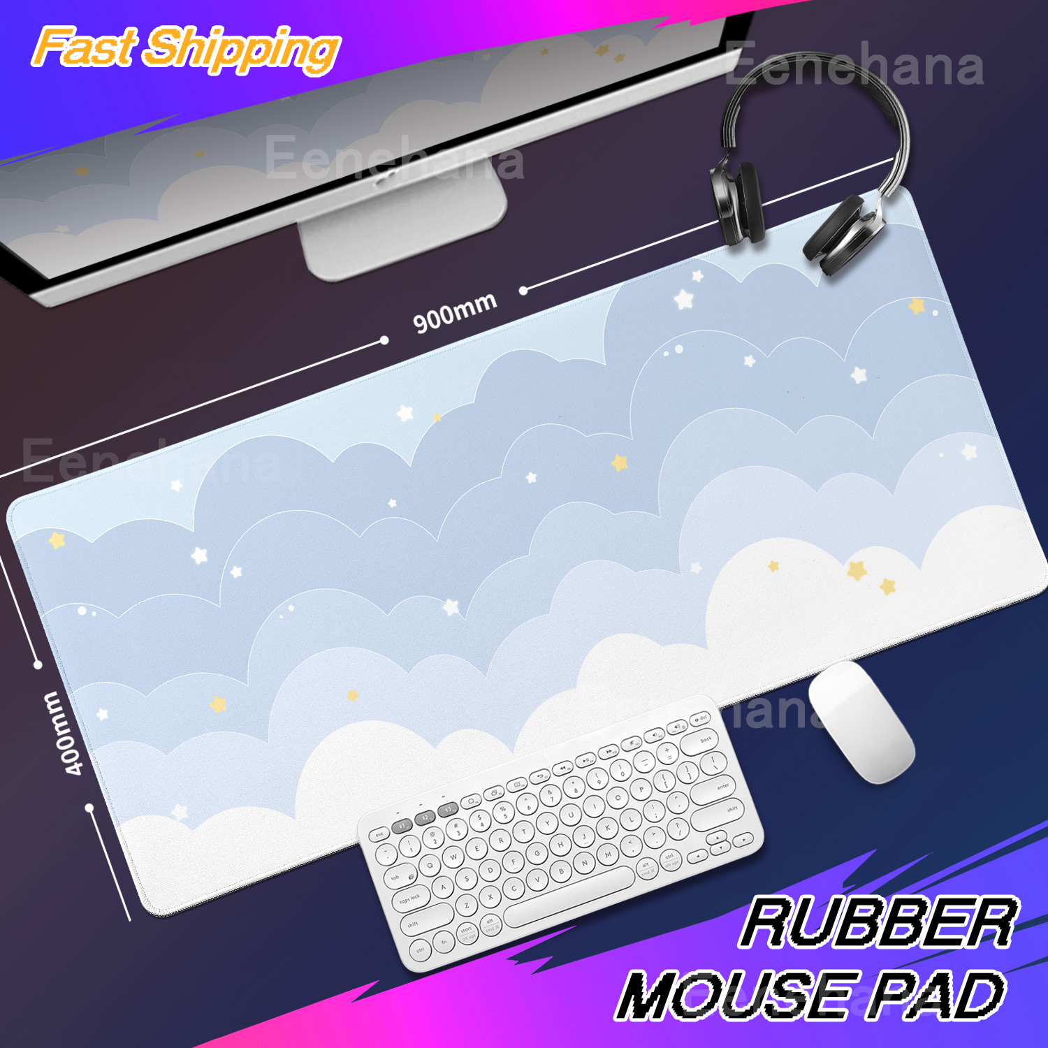 Light Blue Pink Clouds Desk Ma - Pc Gaming Cloud ulasan dan harga