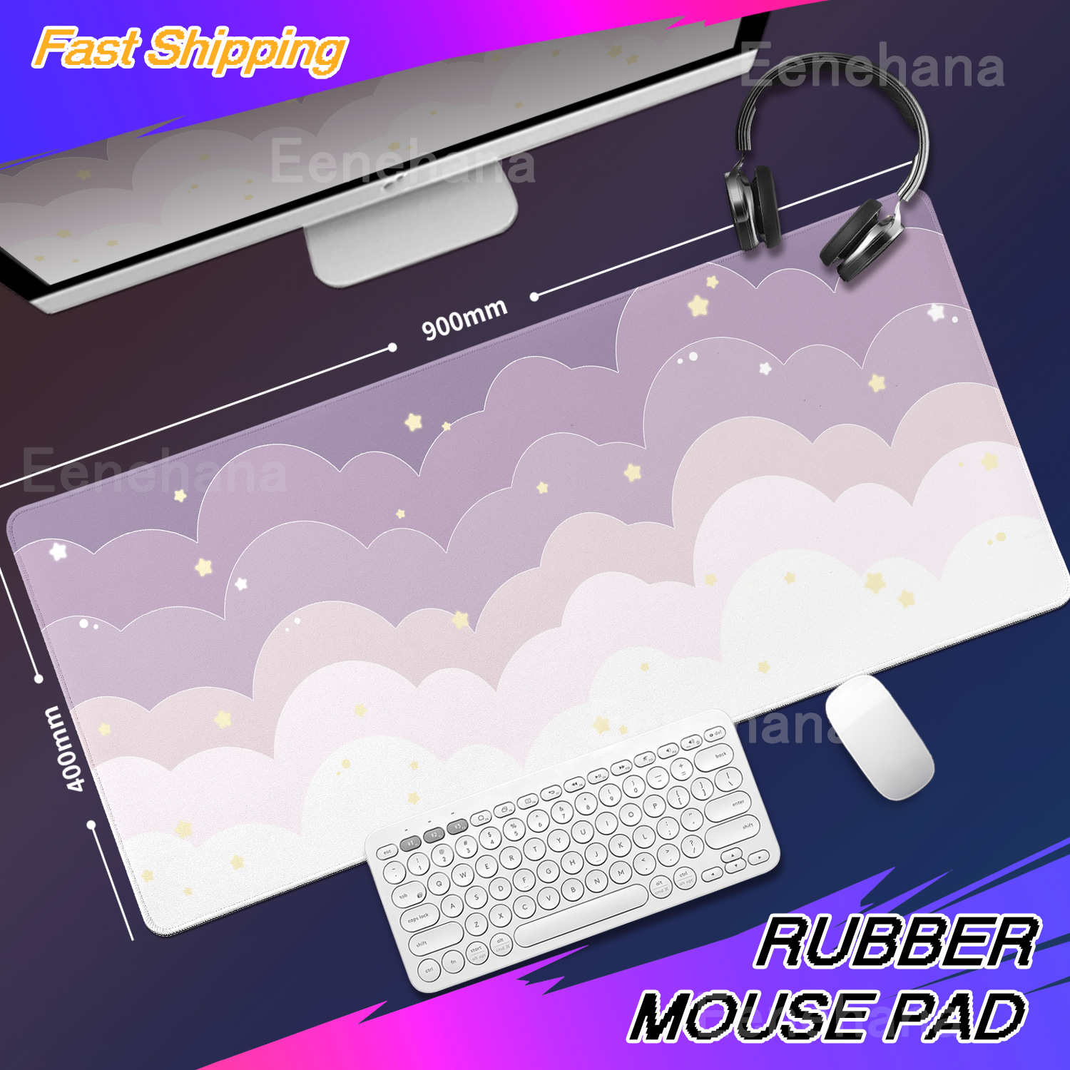 Light Blue Pink Clouds Desk Ma - Pc Gaming Cloud ulasan dan harga