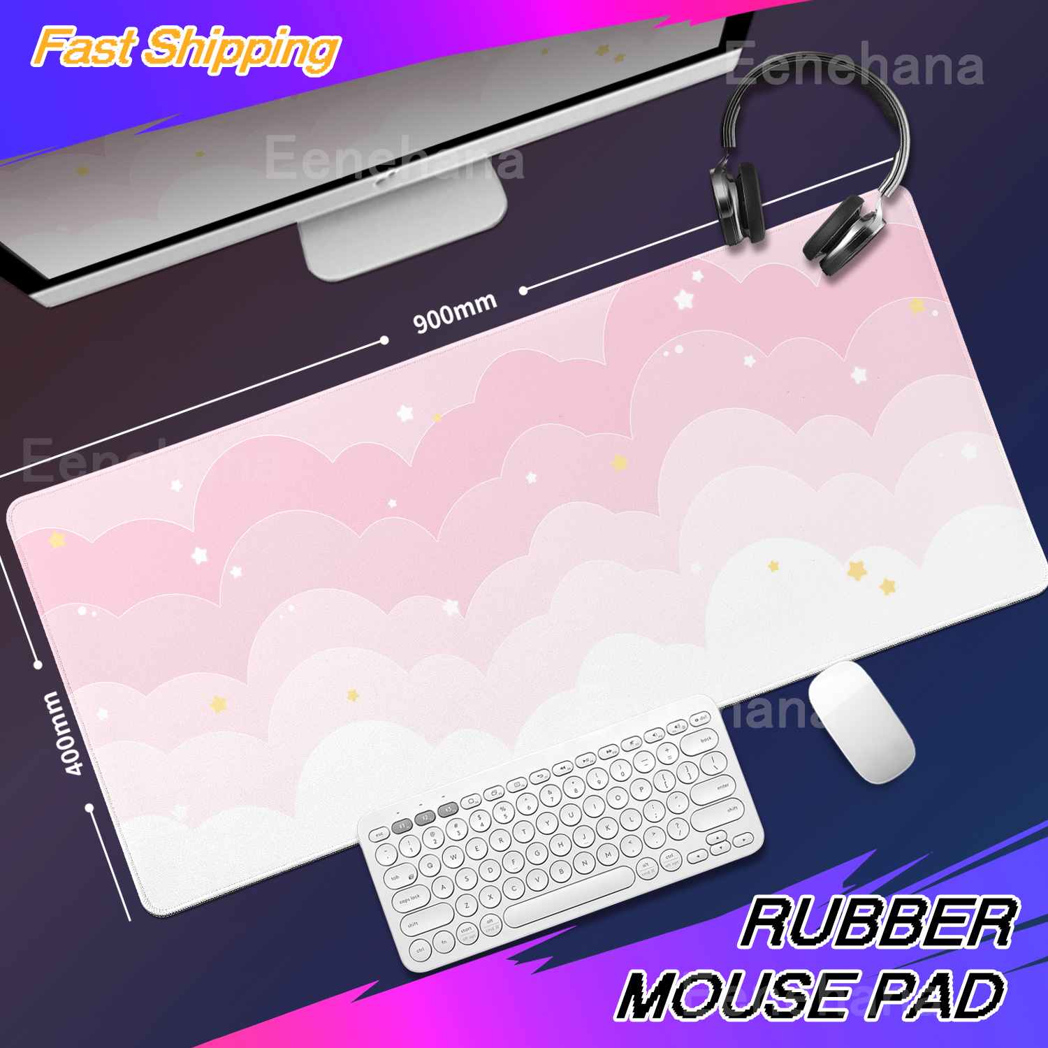 Light Blue Pink Clouds Desk Ma - Pc Gaming Cloud ulasan dan harga